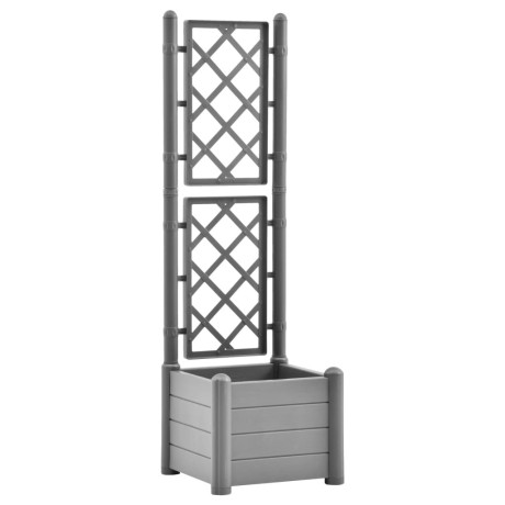 vidaXL Plantenbak met latwerk 43x43x142 cm PP steengrijs afbeelding2 - 1