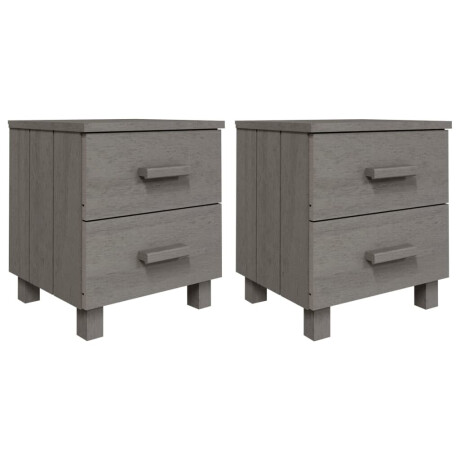 vidaXL Nachtkastjes HAMAR 2 st 40x35x44,5 cm grenenhout lichtgrijs afbeelding2 - 1