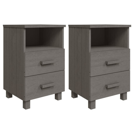 vidaXL Nachtkastjes HAMAR 2 st 40x35x62 cm grenenhout lichtgrijs afbeelding2 - 1