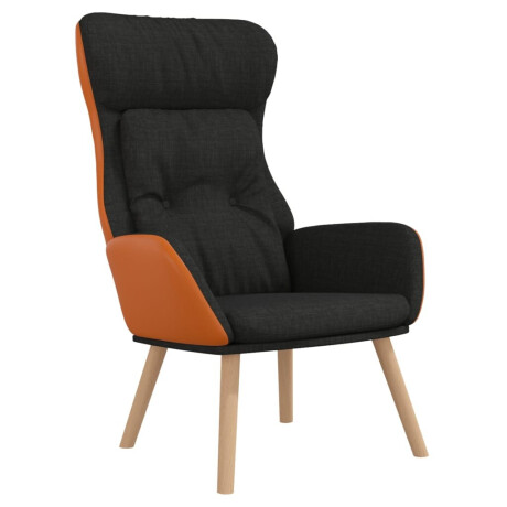 vidaXL Relaxstoel stof en PVC zwart afbeelding2 - 1