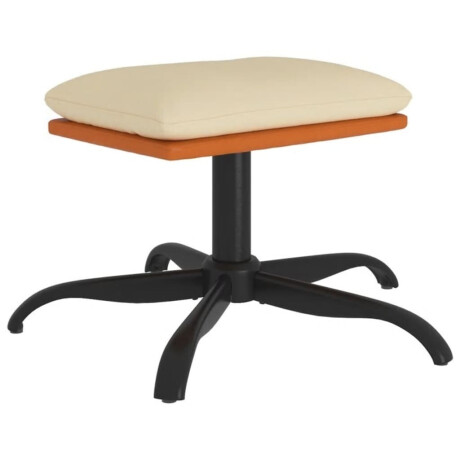 vidaXL Voetenbank 60x60x36 cm stof en kunstleer crèmekleurig afbeelding2 - 1