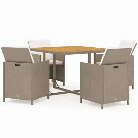 vidaXL 5-delige Tuinset met kussens poly rattan beige afbeelding2 - 1