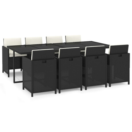 vidaXL 9-delige Tuinset met kussens poly rattan zwart afbeelding2 - 1
