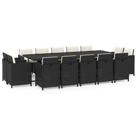 vidaXL 15-delige Tuinset met kussens poly rattan zwart afbeelding2 - 1