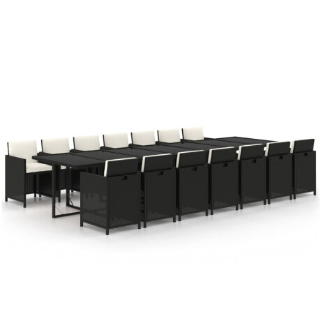 vidaXL 15-delige Tuinset met kussens poly rattan zwart afbeelding2 - 1