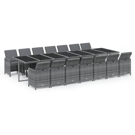 vidaXL 15-delige Tuinset met kussens poly rattan grijs afbeelding2 - 1