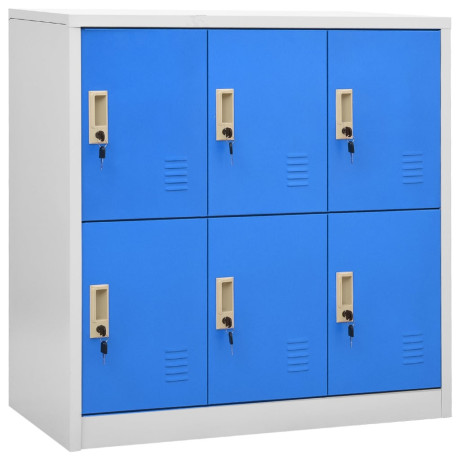 vidaXL Lockerkasten 2 st 90x45x92,5 cm staal lichtgrijs en blauw afbeelding2 - 1