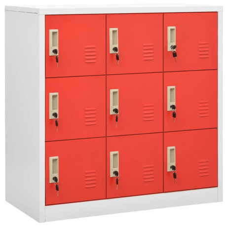 vidaXL Lockerkasten 2 st 90x45x92,5 cm staal lichtgrijs en rood afbeelding2 - 1