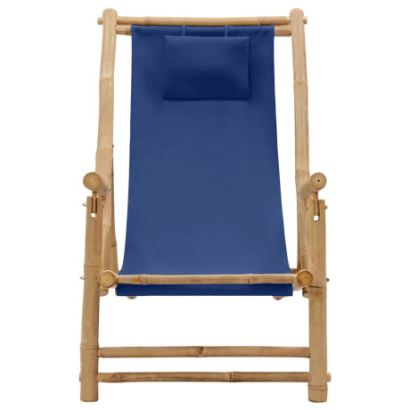 vidaXL Terrasstoel bamboe en canvas marineblauw afbeelding2 - 1