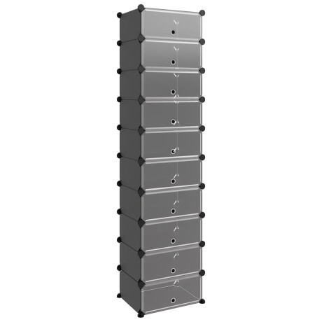 vidaXL Schoenenrek 44x32x174 cm polypropeen zwart afbeelding2 - 1