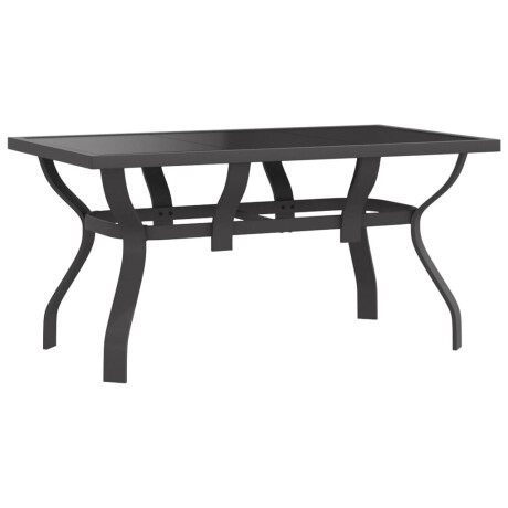 vidaXL Tuintafel 140x70x70 cm staal en glas grijs en zwart afbeelding2 - 1