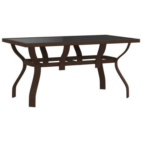 vidaXL Tuintafel 140x70x70 cm staal en glas bruin en zwart afbeelding2 - 1