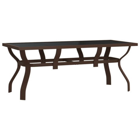 vidaXL Tuintafel 180x80x70 cm staal en glas bruin en zwart afbeelding2 - 1