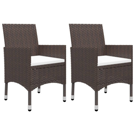 vidaXL 3-delige Tuinset poly rattan en gehard glas bruin afbeelding2 - 1