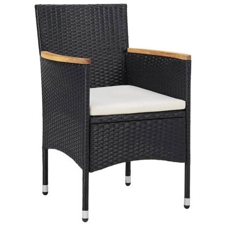 vidaXL 5-delige Tuinset poly rattan en massief hout zwart afbeelding2 - 1