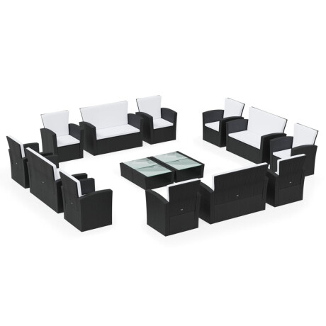 vidaXL 16-delige Loungeset met kussens poly rattan zwart afbeelding2 - 1