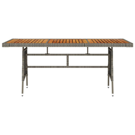 vidaXL Tuintafel 160x70x72 cm poly rattan en massief acaciahout grijs afbeelding2 - 1