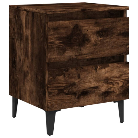 vidaXL Nachtkastje met metalen poten 40x35x50 cm gerookt eikenkleurig afbeelding2 - 1