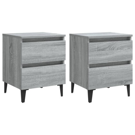 vidaXL Nachtkastjes 2 st met metalen poten 40x35x50 cm grijs sonoma afbeelding2 - 1