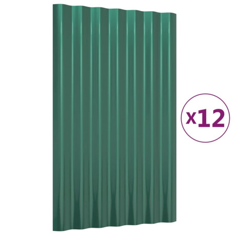 vidaXL Dakpanelen 12 st 60x36 cm gepoedercoat staal groen afbeelding2 - 1