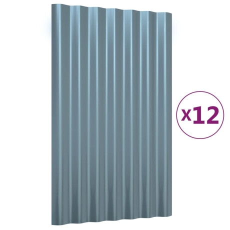 vidaXL Dakpanelen 12 st 60x36 cm gepoedercoat staal grijs afbeelding2 - 1