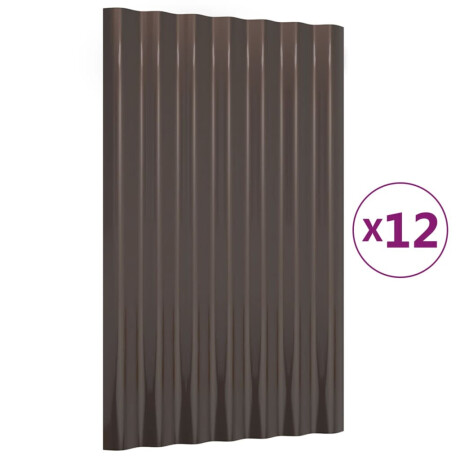 vidaXL Dakpanelen 12 st 60x36 cm gepoedercoat staal bruin afbeelding2 - 1
