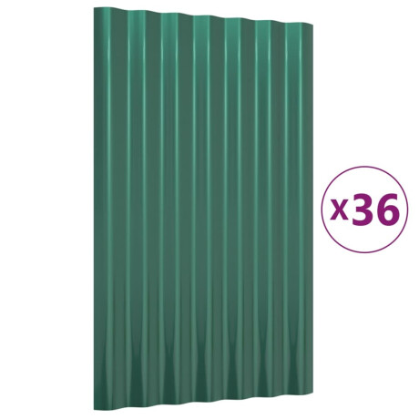 vidaXL Dakpanelen 36 st 60x36 cm gepoedercoat staal groen afbeelding2 - 1