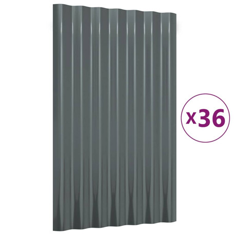 vidaXL Dakpanelen 36 st 60x36 cm gegalvaniseerd staal antracietkleurig afbeelding2 - 1