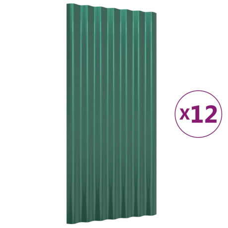 vidaXL Dakpanelen 12 st 80x36 cm gepoedercoat staal groen afbeelding2 - 1