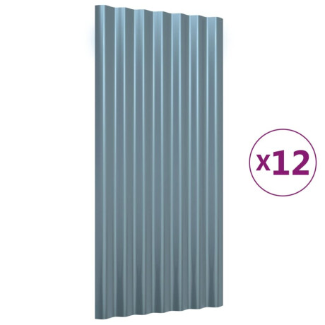 vidaXL Dakpanelen 12 st 80x36 cm gepoedercoat staal grijs afbeelding2 - 1