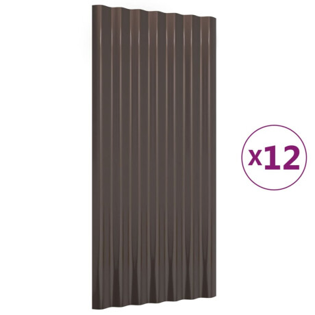 vidaXL Dakpanelen 12 st 80x36 cm gepoedercoat staal bruin afbeelding2 - 1