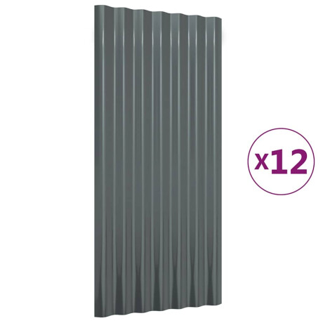 vidaXL Dakpanelen 12 st 80x36 cm gepoedercoat staal antracietkleurig afbeelding2 - 1