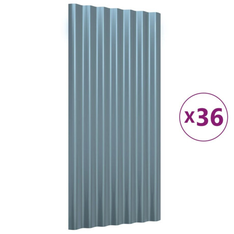 vidaXL Dakpanelen 36 st 80x36 cm gepoedercoat staal grijs afbeelding2 - 1