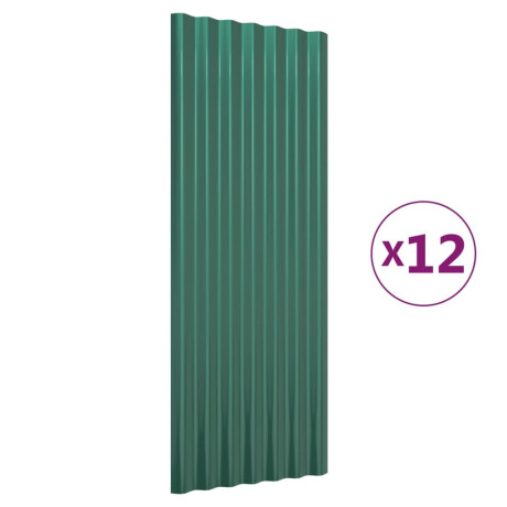 vidaXL Dakpanelen 12 st 100x36 cm gepoedercoat staal groen afbeelding2 - 1