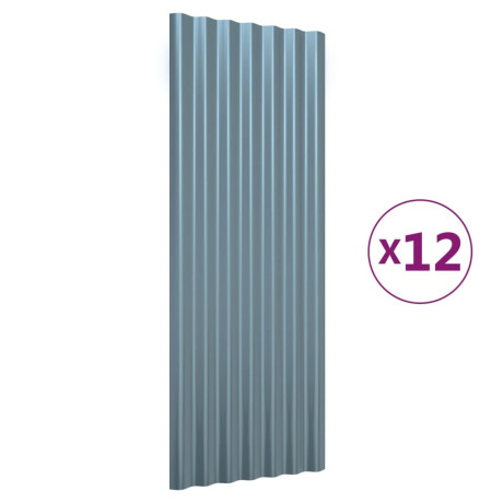vidaXL Dakpanelen 12 st 100x36 cm gepoedercoat staal grijs afbeelding2 - 1