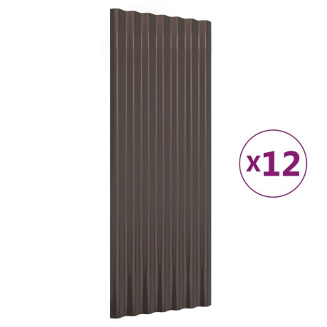 vidaXL Dakpanelen 12 st 100x36 cm gepoedercoat staal bruin afbeelding2 - 1