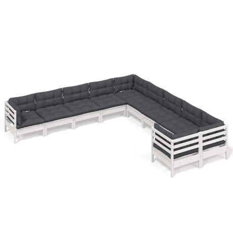 vidaXL 10-delige Loungeset met kussens grenenhout wit afbeelding2 - 1
