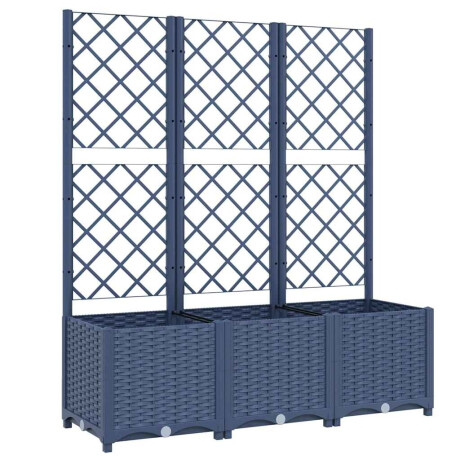 vidaXL Plantenbak met latwerk 120x40x136 cm polypropeen blauwgrijs afbeelding2 - 1