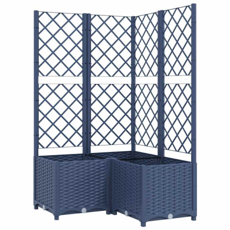 vidaXL Plantenbak met latwerk 80x80x136 cm polypropeen blauwgrijs afbeelding2 - 1