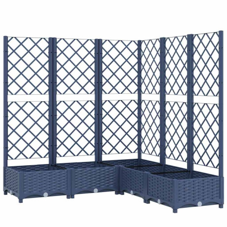 vidaXL Plantenbak met latwerk 120x120x121,5 cm polypropeen blauwgrijs afbeelding2 - 1