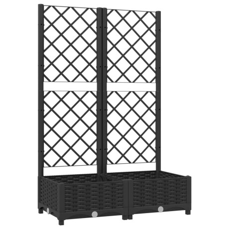 vidaXL Plantenbak met latwerk 80x40x121,5 cm polypropeen zwart afbeelding2 - 1