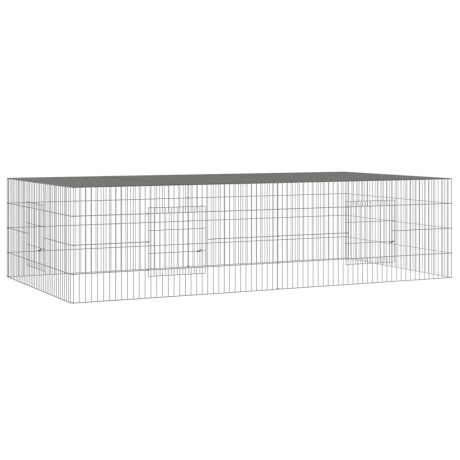 vidaXL Konijnenkooi met 2 panelen 220x110x55 cm gegalvaniseerd ijzer afbeelding2 - 1