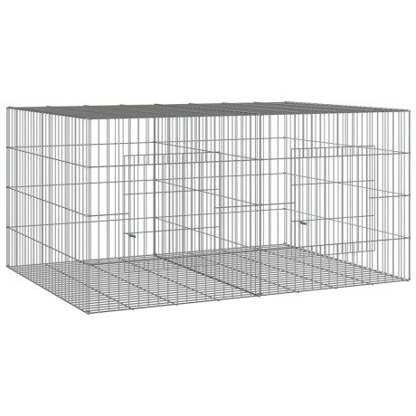 vidaXL Konijnenkooi met 2 panelen 110x79x54 cm gegalvaniseerd ijzer afbeelding2 - 1