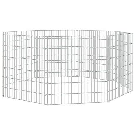 vidaXL Dierenverblijf 8 panelen 54x60 cm gegalvaniseerd ijzer afbeelding2 - 1
