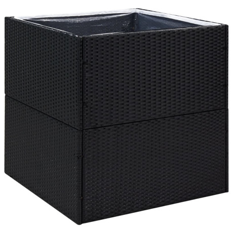 vidaXL Plantenbak 80x80x80 cm poly rattan zwart afbeelding2 - 1