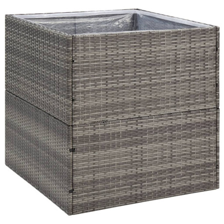 vidaXL Plantenbak 80x80x80 cm poly rattan grijs afbeelding2 - 1