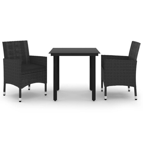 vidaXL 3-delige Tuinset met kussens poly rattan en glas afbeelding2 - 1