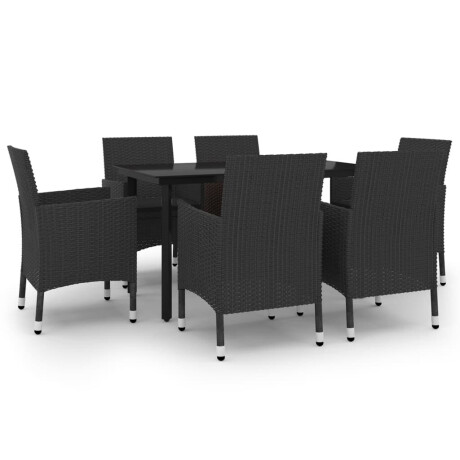 vidaXL 7-delige Tuinset met kussens poly rattan en glas afbeelding2 - 1