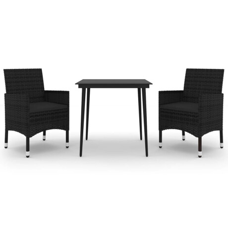 vidaXL 3-delige Tuinset met kussens poly rattan en glas afbeelding2 - 1