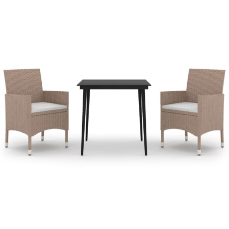 vidaXL 3-delige Tuinset met kussens poly rattan en glas afbeelding2 - 1